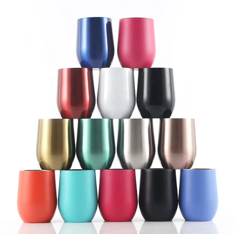 12OZ/350ml Stainless Steel Wine Tumblers Double Wall Insulation Vacuum Water Travel Mugs Insulated Egg Tumbler Cup With Lid