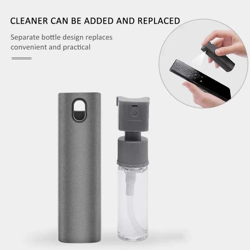 2 In 1 Phone Screen Cleaner Spray Computer Screen Dust Removal Microfiber Cloth Set Cleaning Artifact with Cleaning Liquid