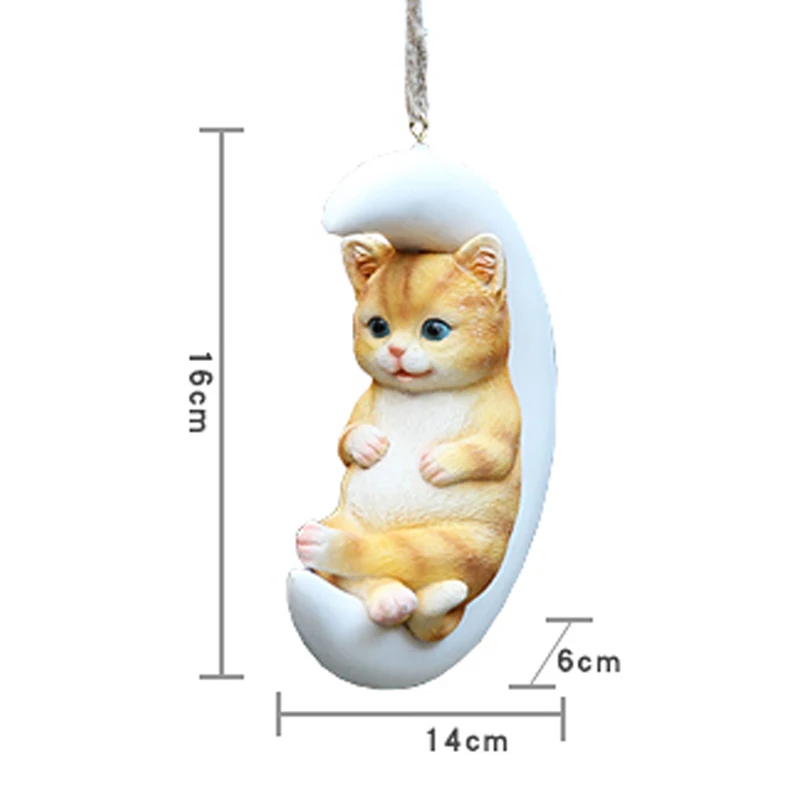 Custom Garden Decor Funny Animal Cat Sculptures Resin Tree Hanging Garden Ornaments