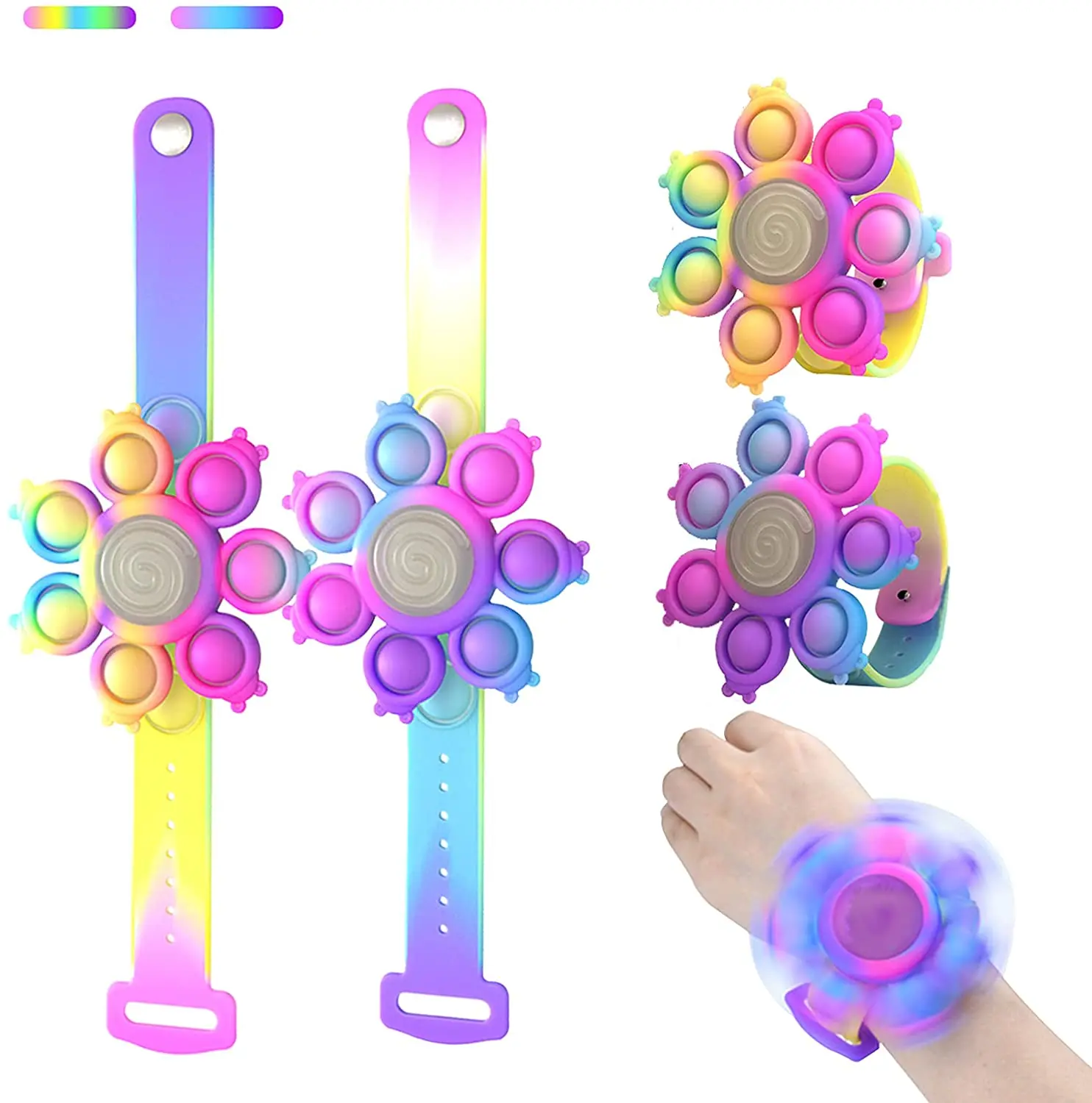Push Pop Watch Bands Sensory Toys Fidget Bracelet Spinners Glow In The Dark Stress Pop Wristband Pop Bubble Toys