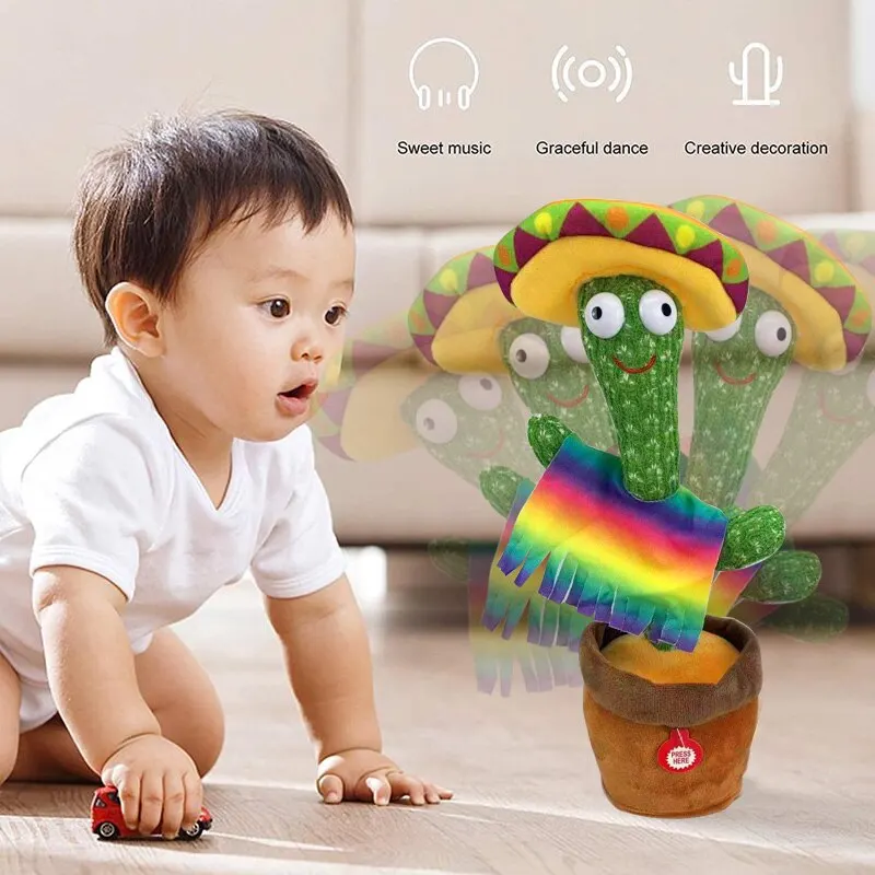 Dancing Cactus Electron Plush Toy Soft Plush Doll Babies Cactus That Can Sing And Dance Voice Interactive Cactus Plush Toy