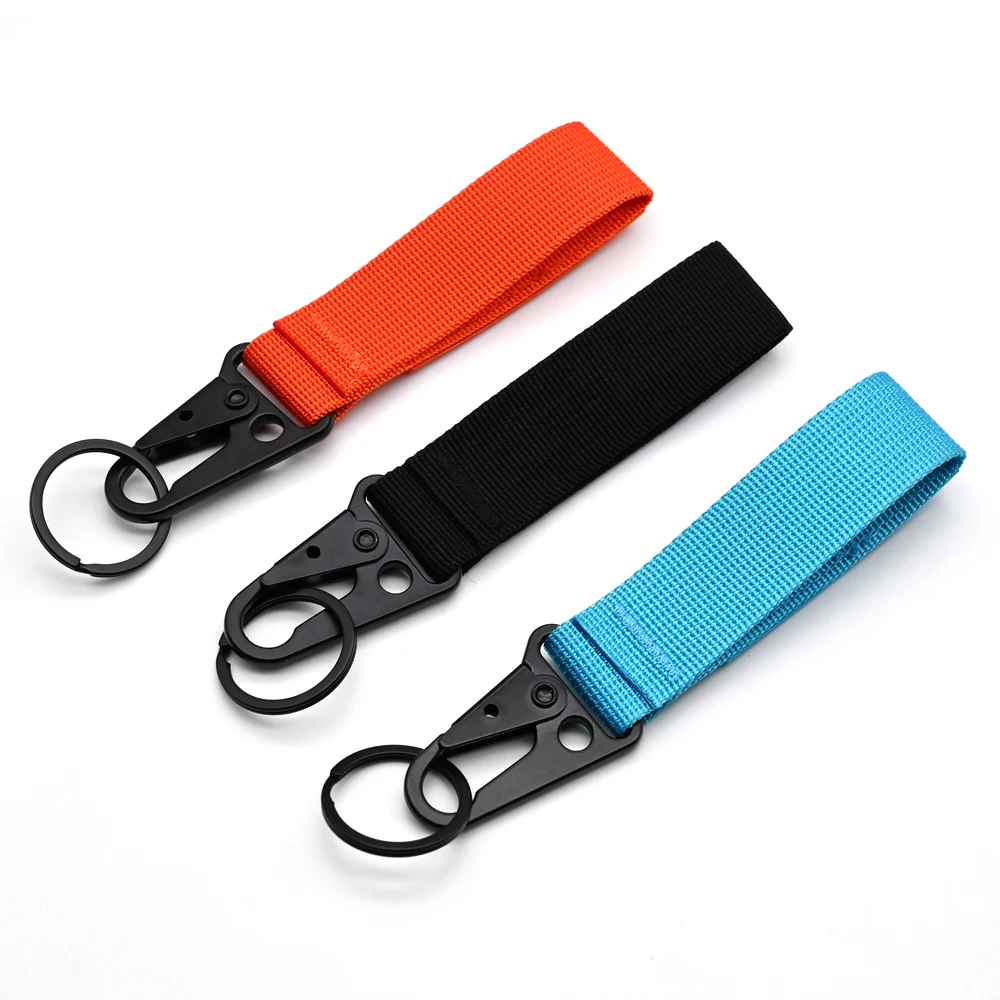 YYX JDM Accessories Custom Logo Nylon Ribbon Rubber Keychain Metal Hooks Motorcycle Keychain