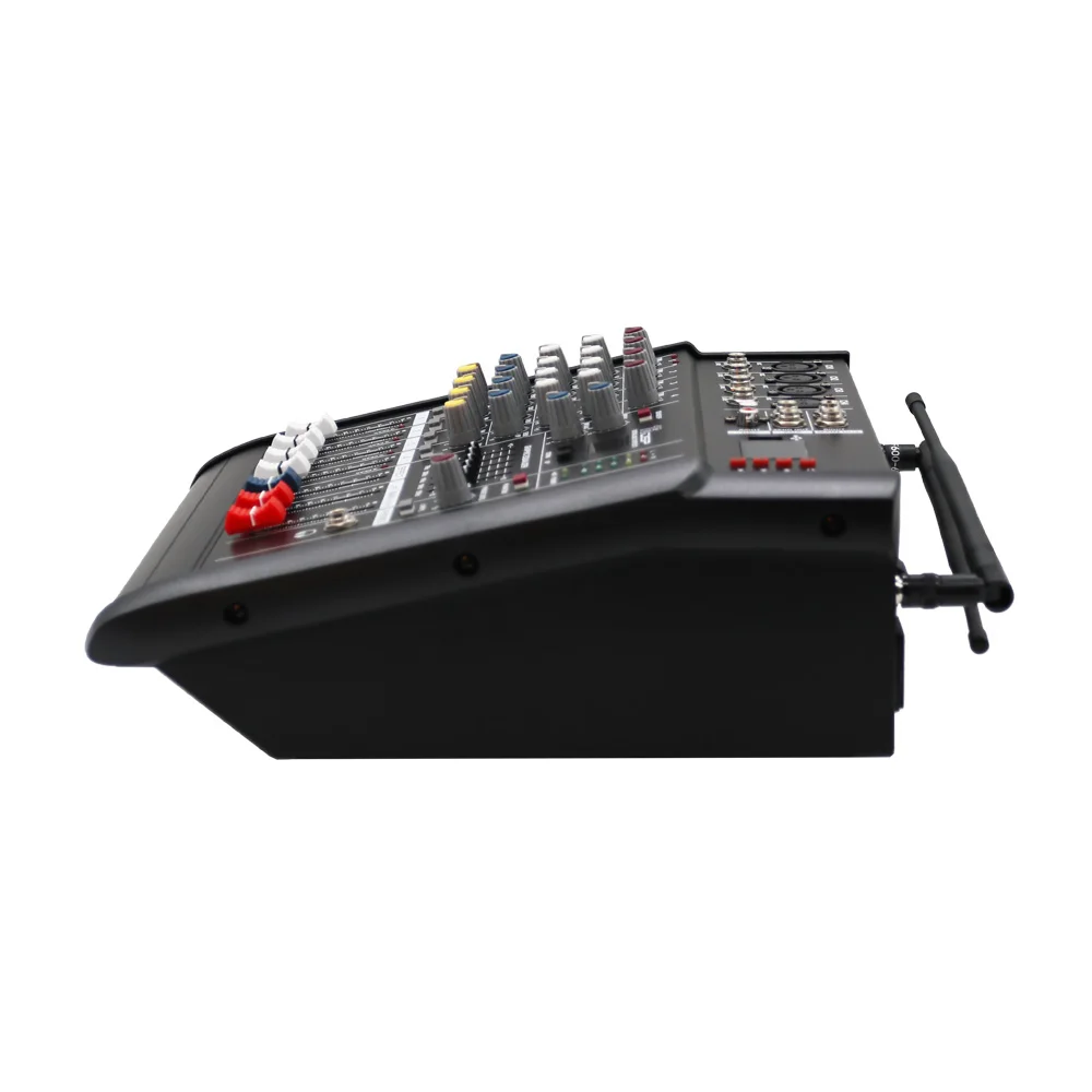 4 channel sound console powered audio mixer interface with recording system 2 wireless microphone