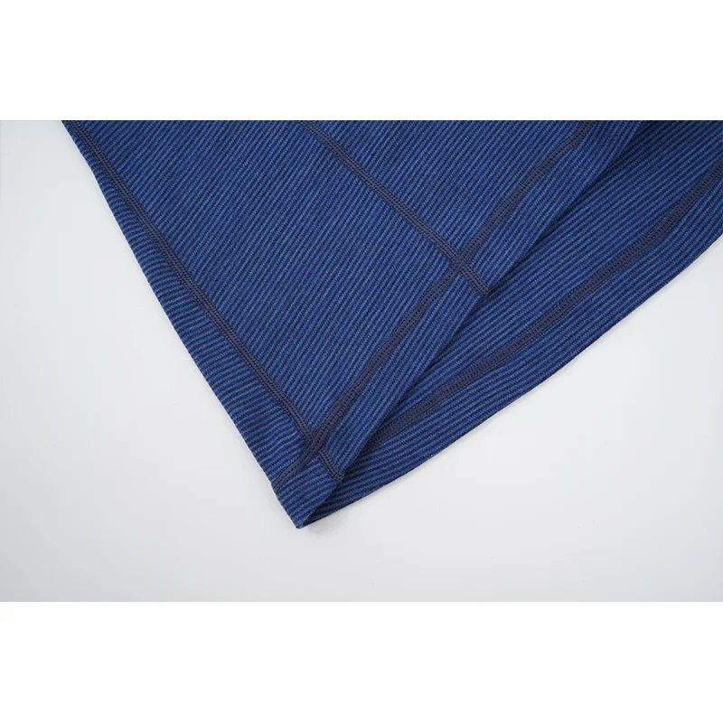 Solarwool Fashion Winter Interlock Heated Stripe Underwear 100% Merino Wool Womens Basic Shirt