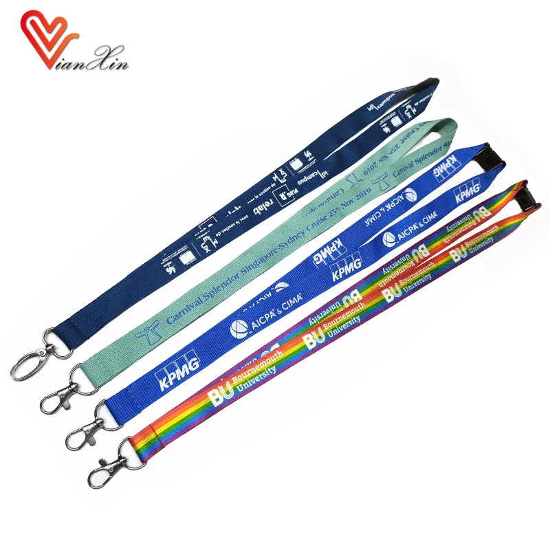 Full Colour Printed Eco Friendly Recycled PET Lanyard With Metal Hook