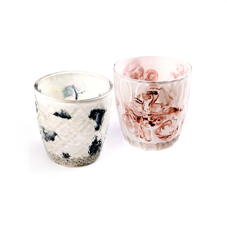 Promotional Bulk 13 Oz Packaging Jars Amber Blue Glass Votive Candle Holders