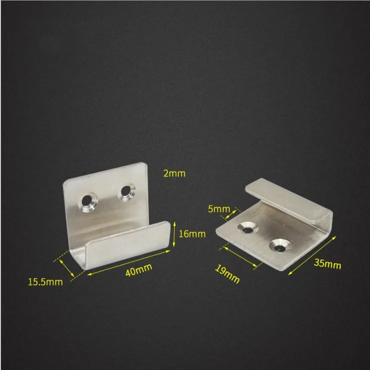 Stainless Steel Wall Mount Glass Clip Bracket Ceramic Tile Hanging Code Brushed Display Board Hook Bracket