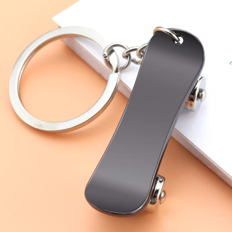 metal zinc alloy promotion skateboard keychain gift keyring