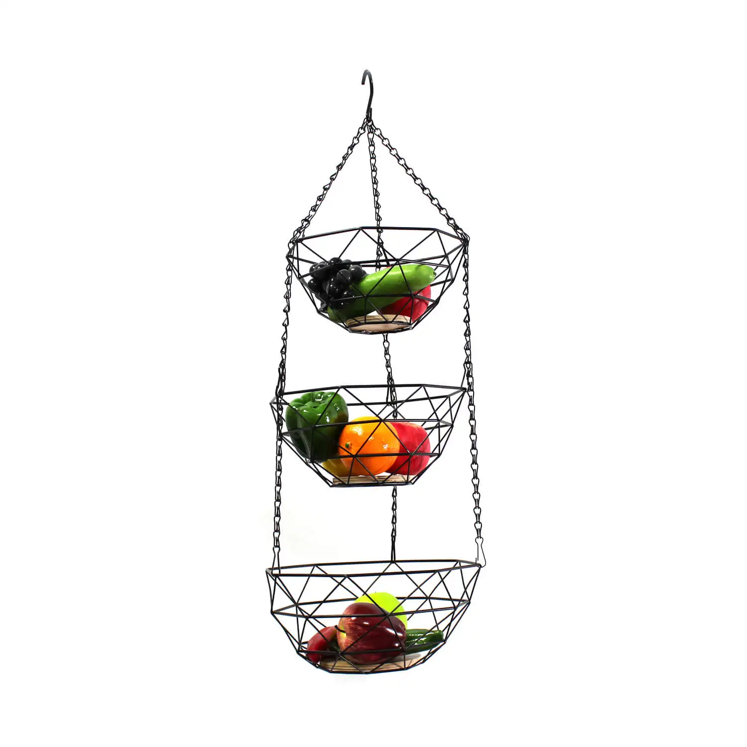 Metal Wire Basket Vegetable Storage Rack Wire Modern Heavy Duty 3 Tiers Racks Steel Storage Shelf Fruit Basket