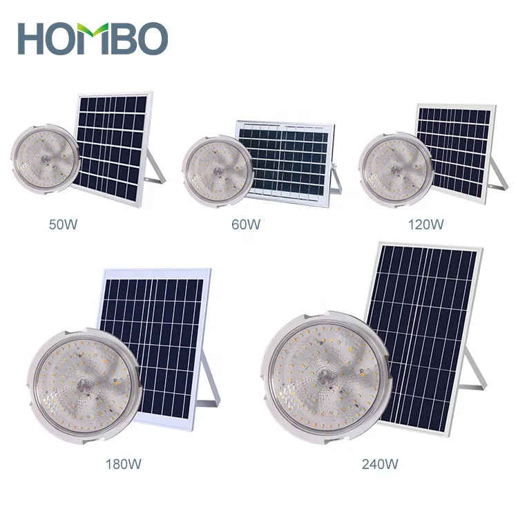 HOMBO Easy Installation Surface Mounted Indoor Outdoor LED Solar Ceiling Light With Remote