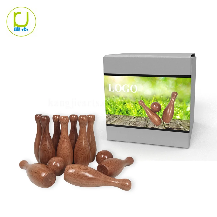 High quality Natural Brown Wood Bowling Game Set for Fun
