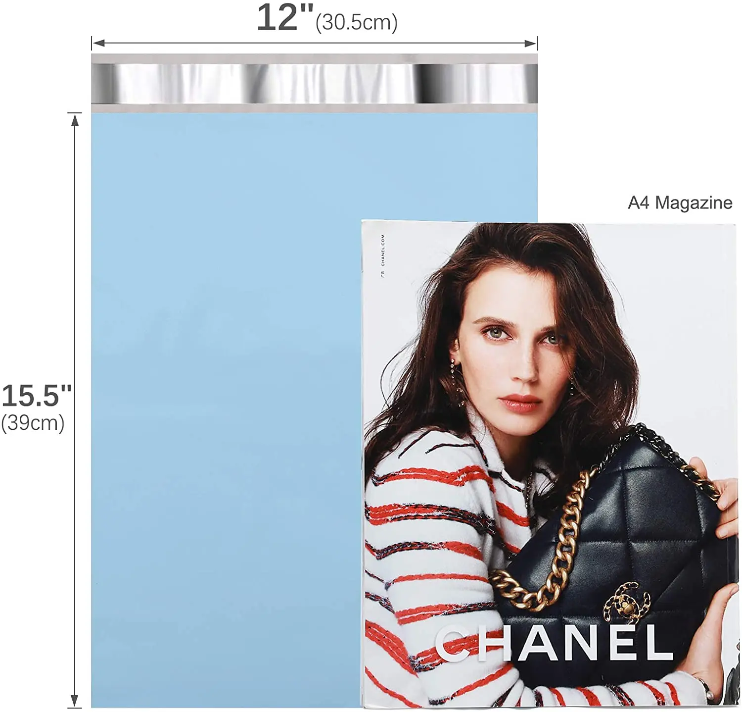 Poly Mailers 12x15.5 100 Pack Large Shipping Bags Strong Adhesive Postal Bags Sky Blue Mailing Bags Multipurpose Envelopes