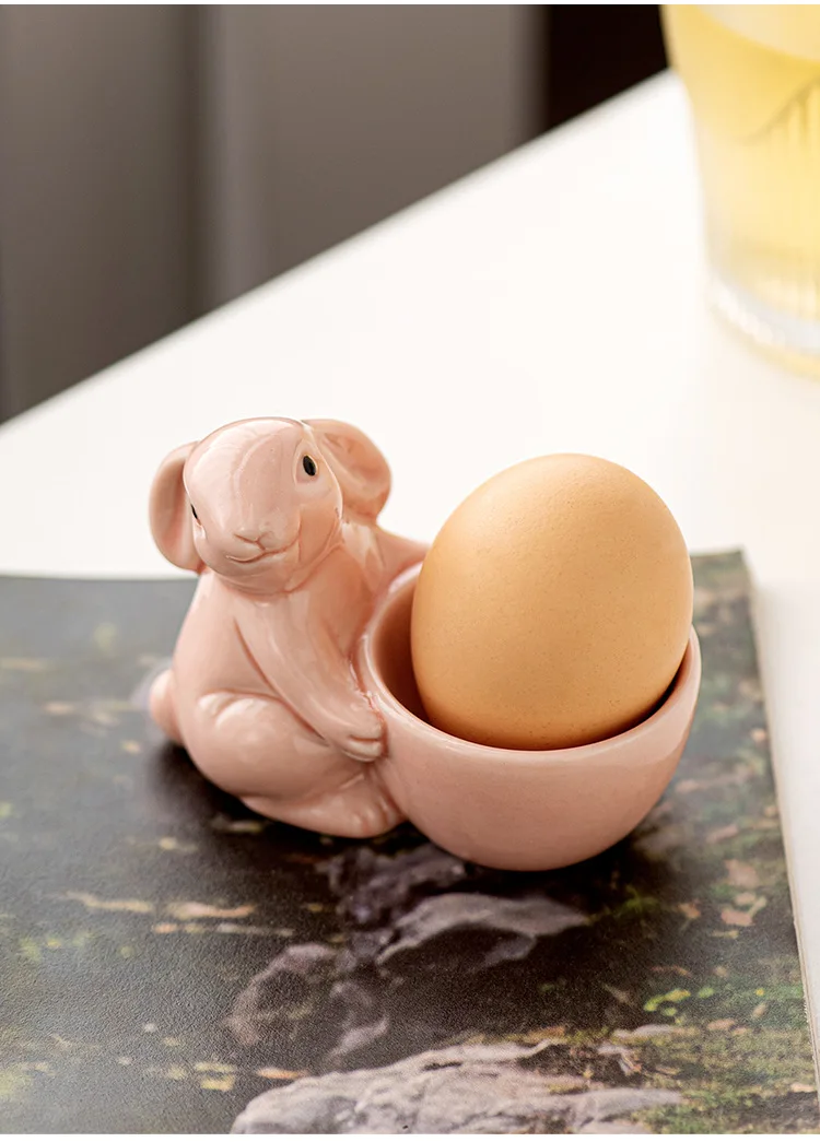 European rabbit breakfast egg tray small fresh and simple ornaments desktop living room home decoration ceramic egg cup