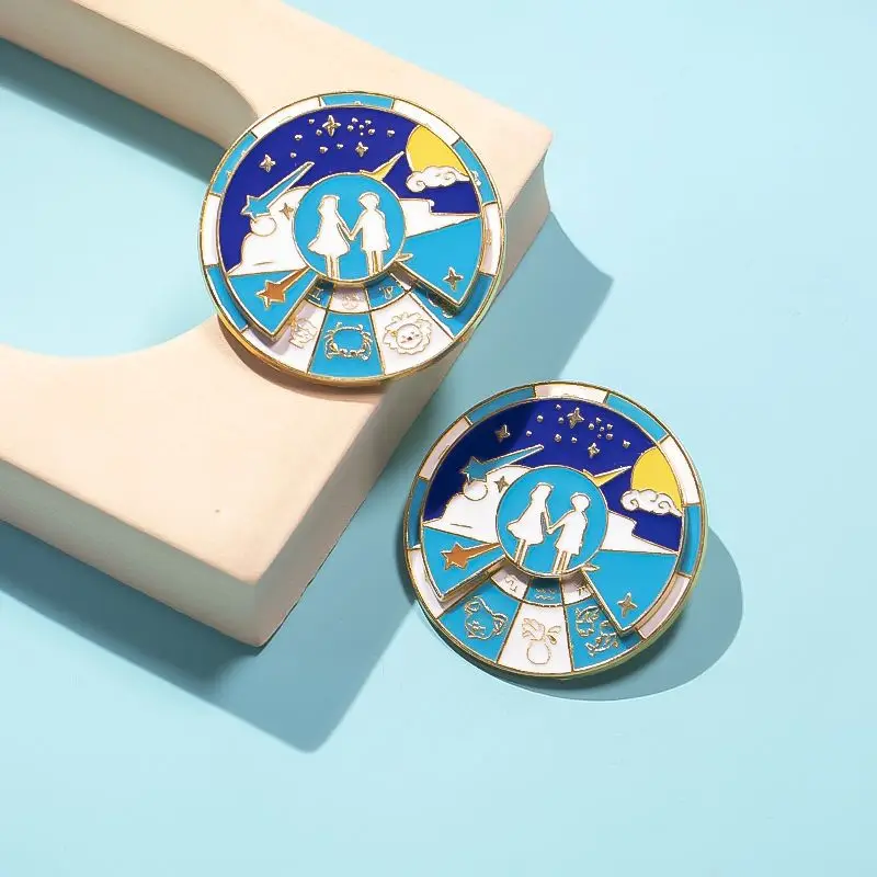 China Factory Wholesale Custom Logo Hard Soft Enamel Pins Rotating Badge for Gift