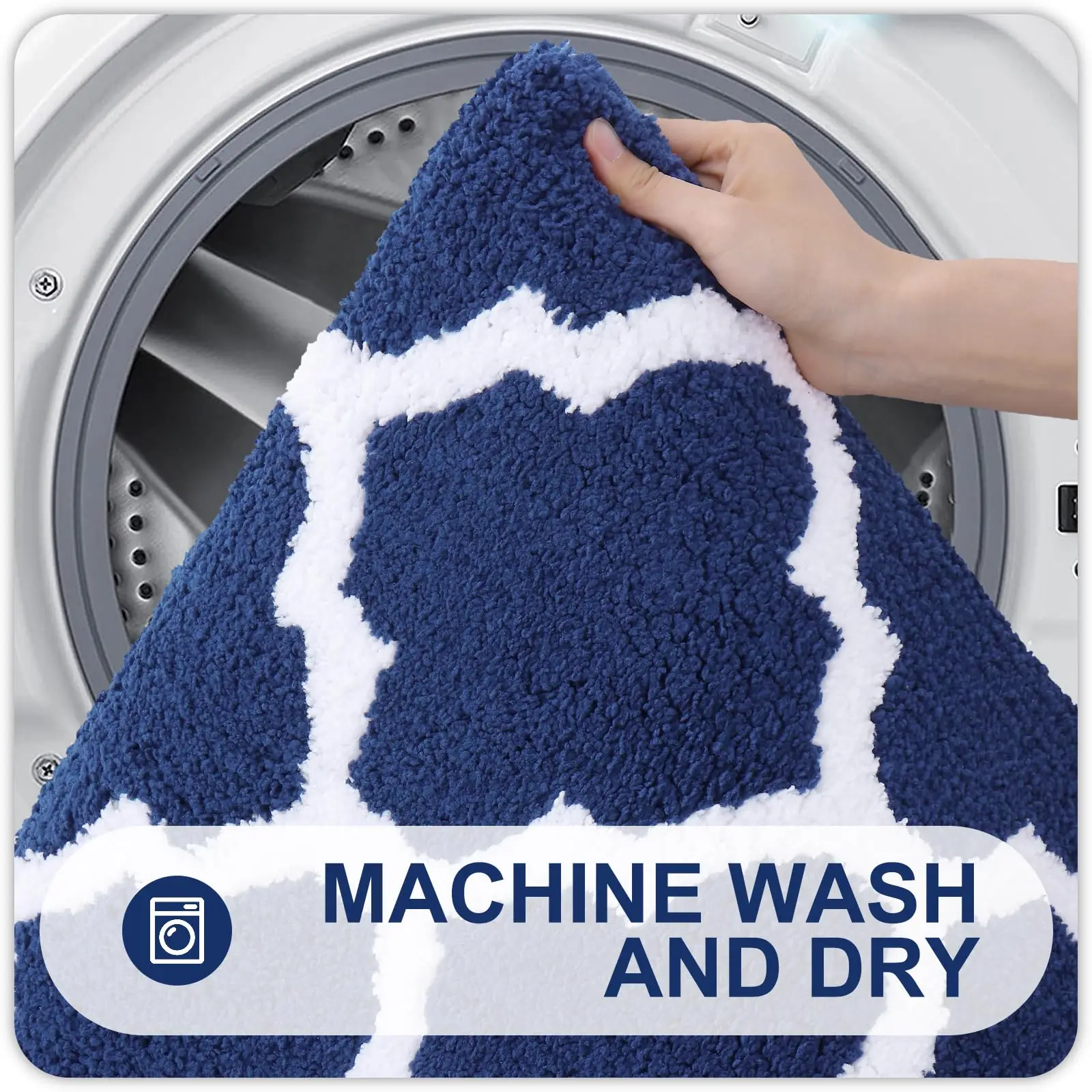 Soft Absorbent Microfiber Bathroom Rugs Non-Slip Shaggy Shower Carpet Machine Wash Dry for Bathroom Floor Tub and Shower