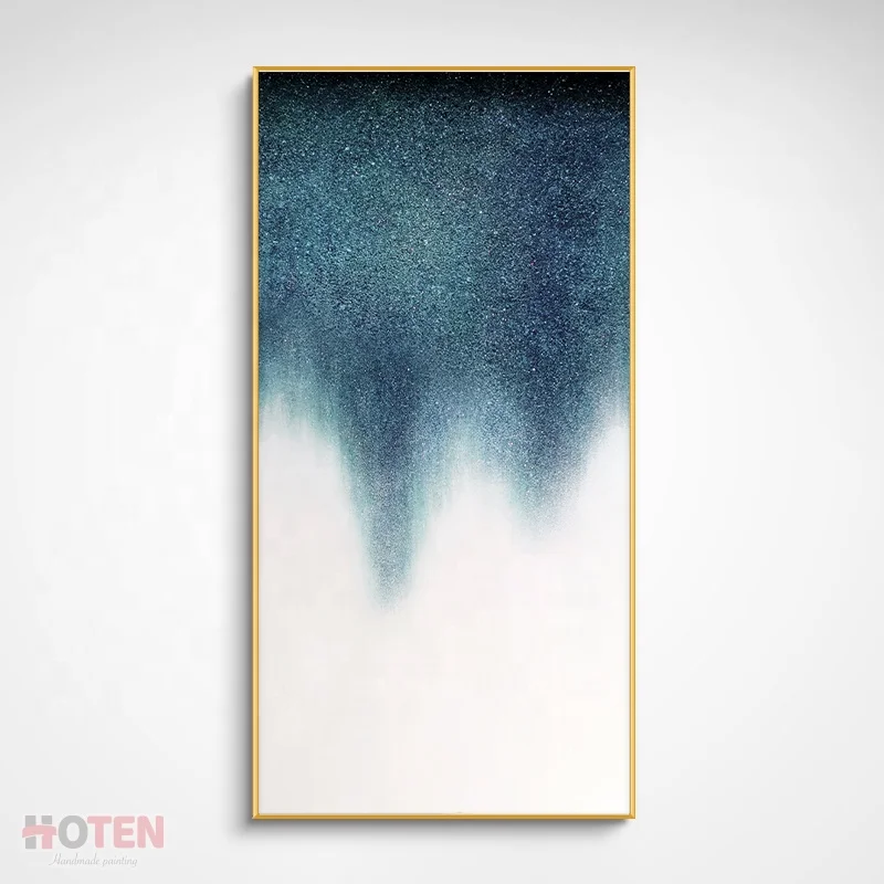 Pure hand-painted oil painting blue abstract modern starry sky decorative painting minimalist living room hanging painting