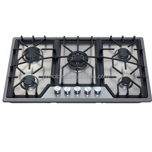 Cast iron pan support 5 blue flame fire burner built in gas hob other cooktop