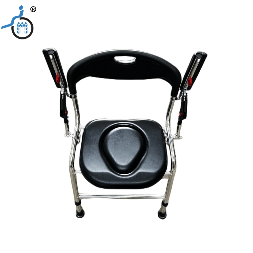 Folding Medical Bedside Commode With Removable Bucket For Handicap Elderly Camping Toilet Chair With Armrests And Backrest