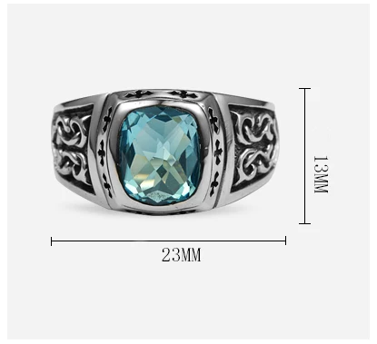 wholesale prices 925 sterling silver retro cross pattern topaz ring men diamond ring index finger custom silver ring