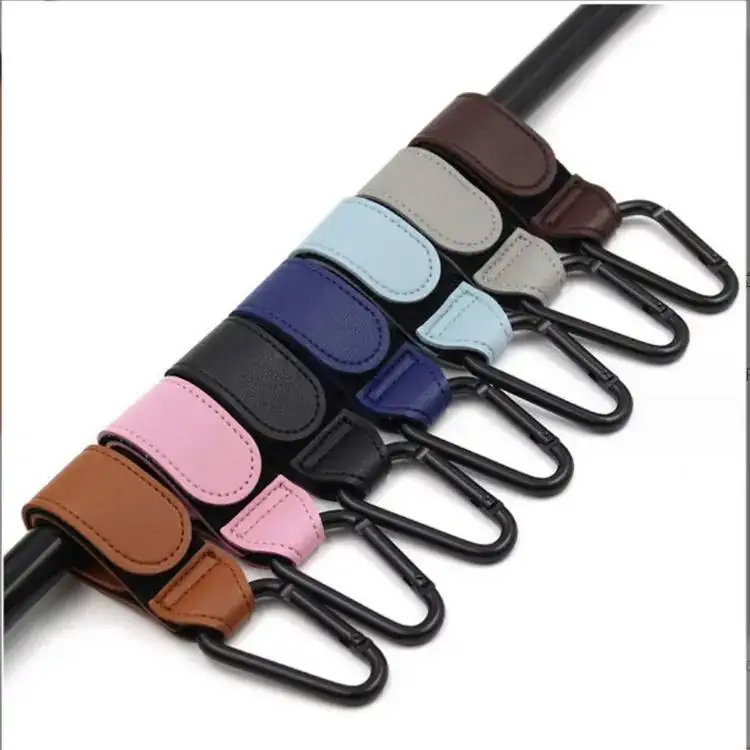 Custom Stroller Hooks for Diaper Bag Durable Leather Straps Diaper Bag Hooks Clips for Stroller Wheelchair Shopping Carts