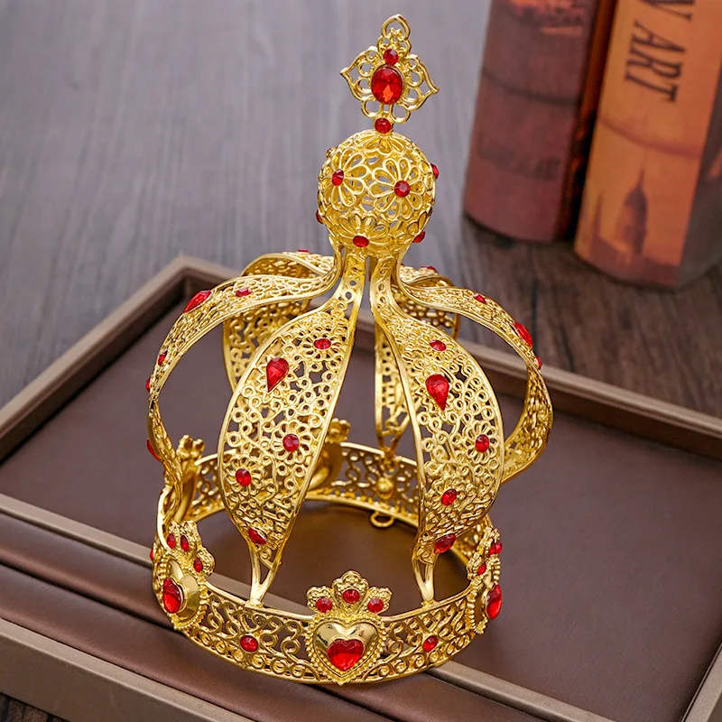 Newest Queen King Tiara And Crown Silver Color Gold Wedding Hair Accessories For Women Bride Black Crystal Heart Hair Jewelry