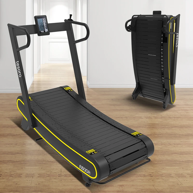 New folding Design Self Generating Manual Fitness Semi Commercial Curve Treadmill  air runner Body Building