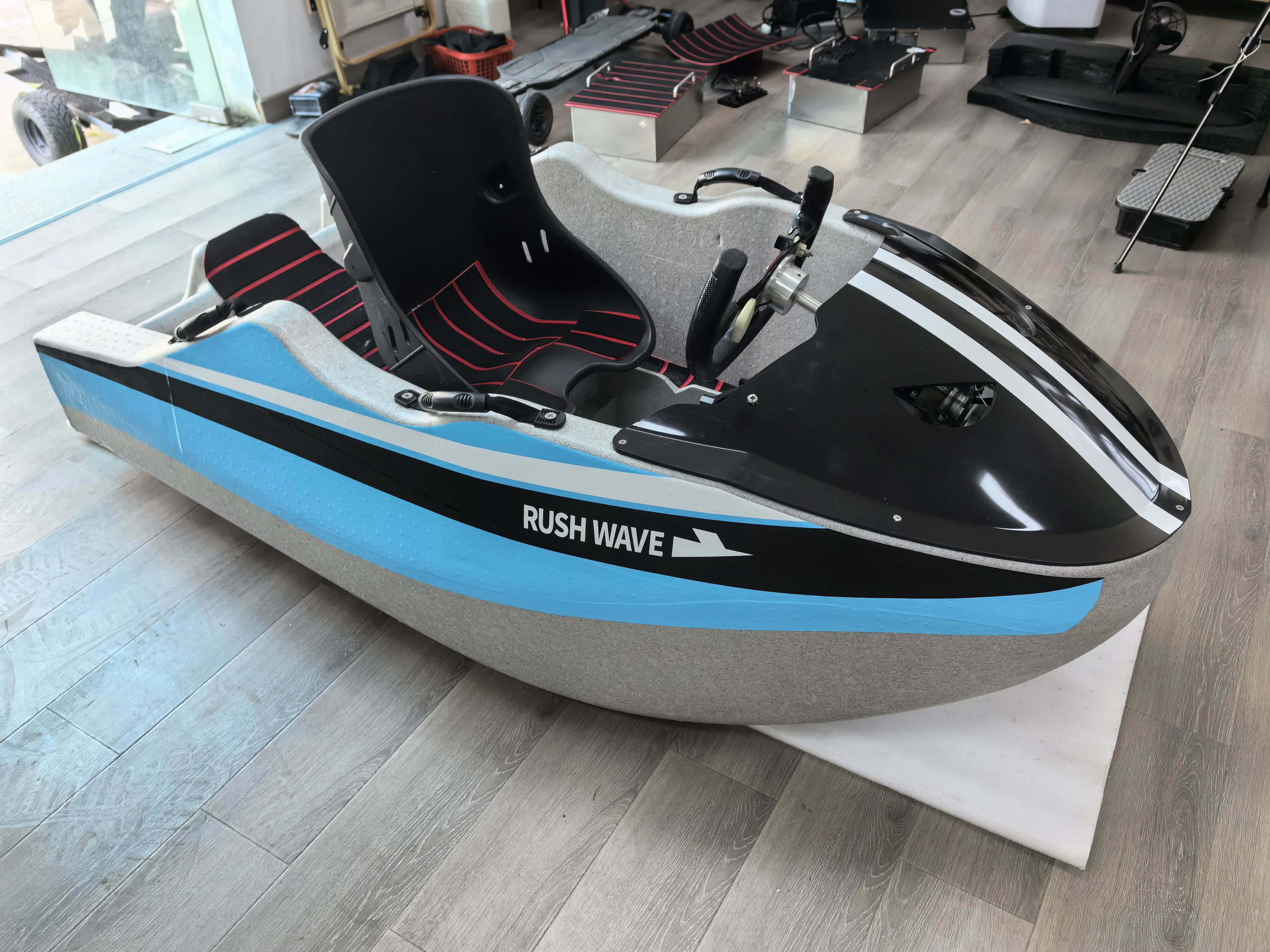 Customizable three-speed adjustable electric kart boat 72V fast water racing kit small mini jet boat two-person boat