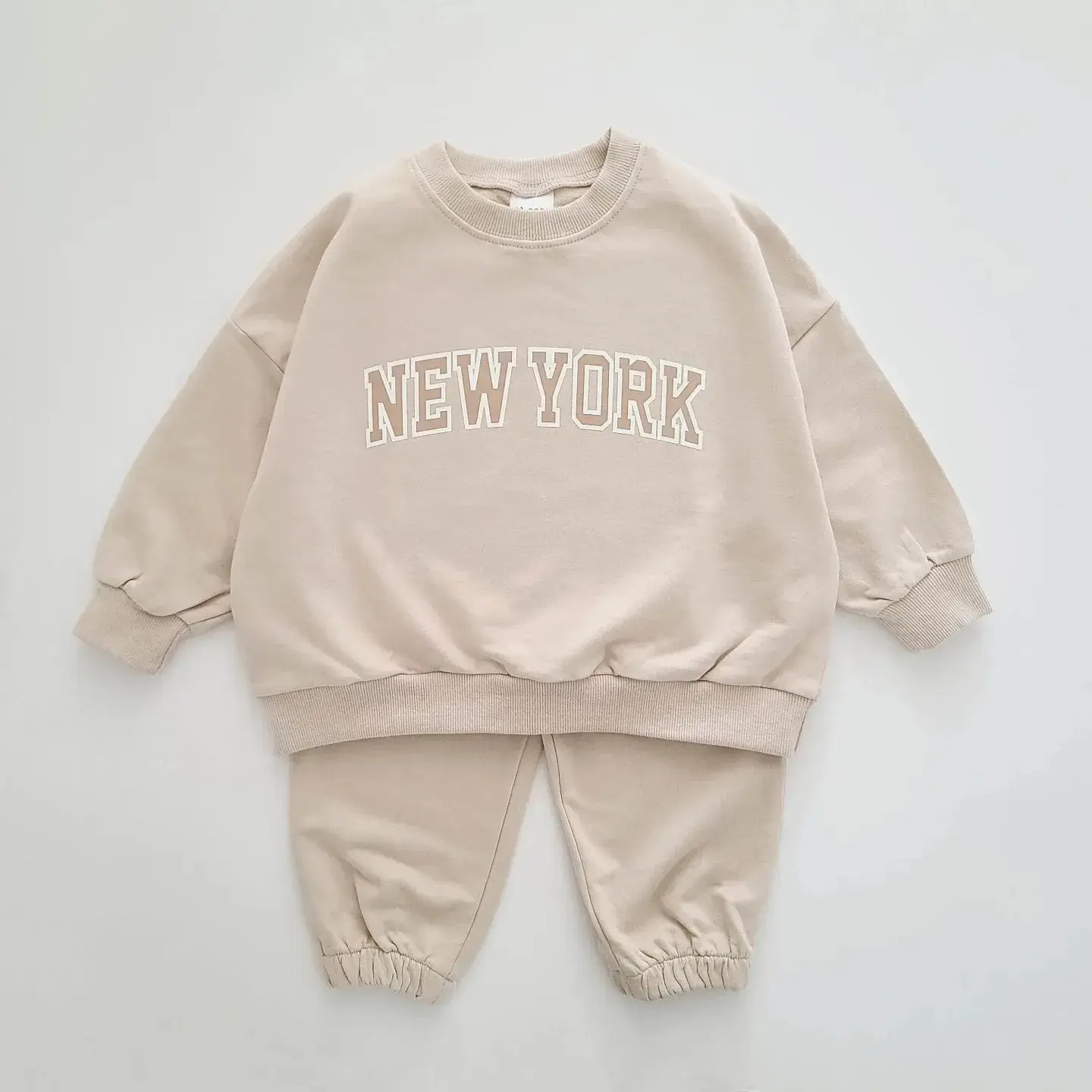 Autumn Baby Clothing Letter New York Printed Newborn Boys Girls Long Sleeve Pants Two Piece Sports Set