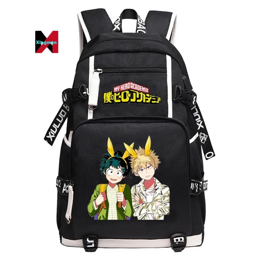 My Hero Academia Anime Backpack Bakugou Katsuki Cartoon Schoolbags Fashion USB Charging Laptop Backpack Travel Bags