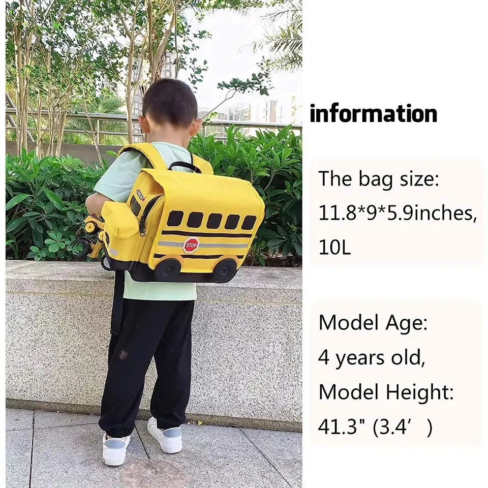 Hot sales Custom 2D 3D Cartoon character Car Shaped Design Toddlers Kids Children School Bag