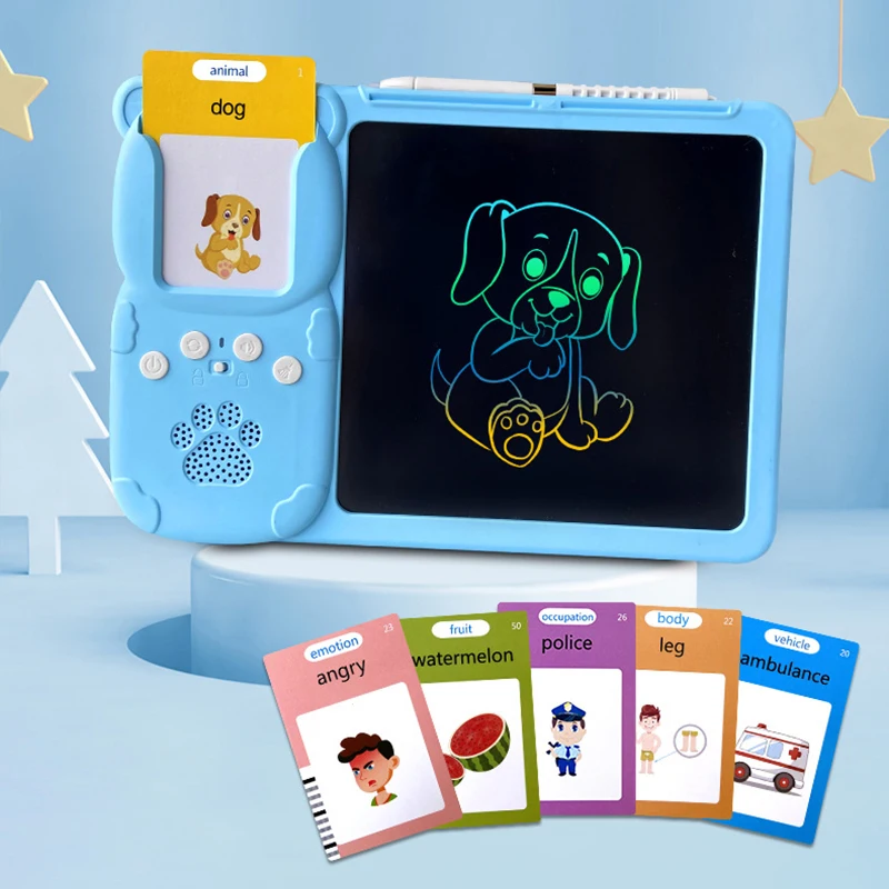 2-7 Year Old Flash Card Writing Board Kid 224 Sight Word LCD Drawing Tablet Educational Toy for Boy & Girl Talking Memo Pads