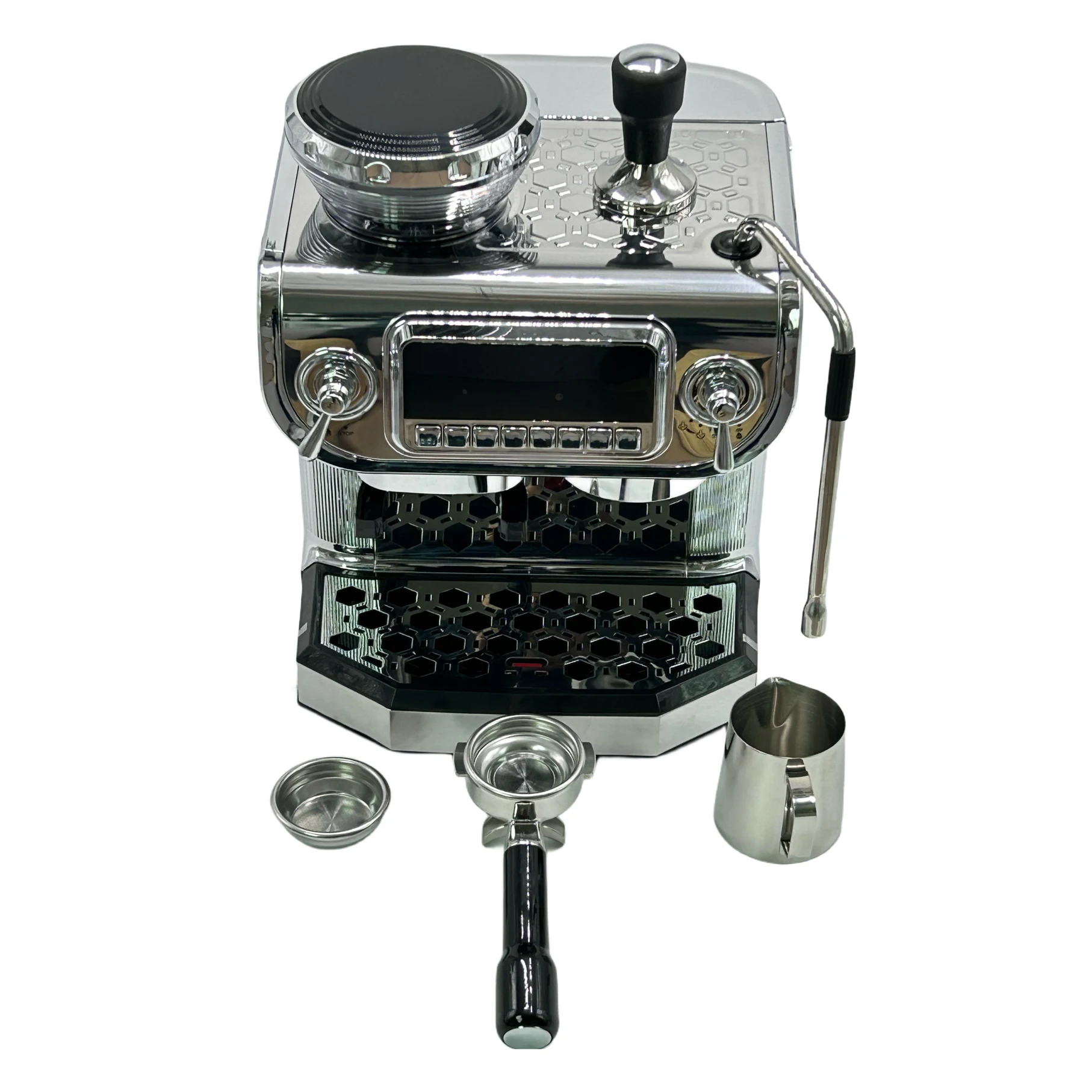 Restaurant Electric Commercial Automatic Cappuccino Espresso Coffee Maker With 3 Hole Steamer and Grinder