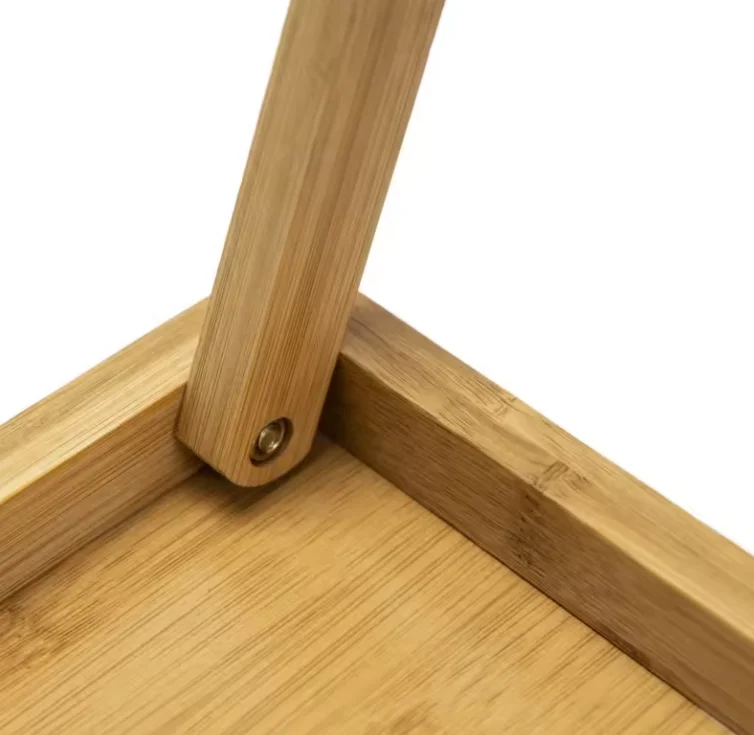 Portable Bamboo Laptop Computer Tray Breakfast in Bed Snack and Bed Table Tray with Folding Leg for Bathroom Tools