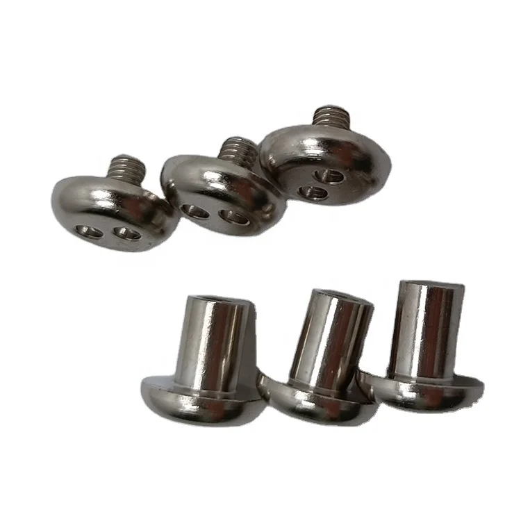 Custom M3 Carton Steel Nickel Plated Snake Eye Anti Theft Male And Female Double Lock Bolts Pair Lock Screws for Book