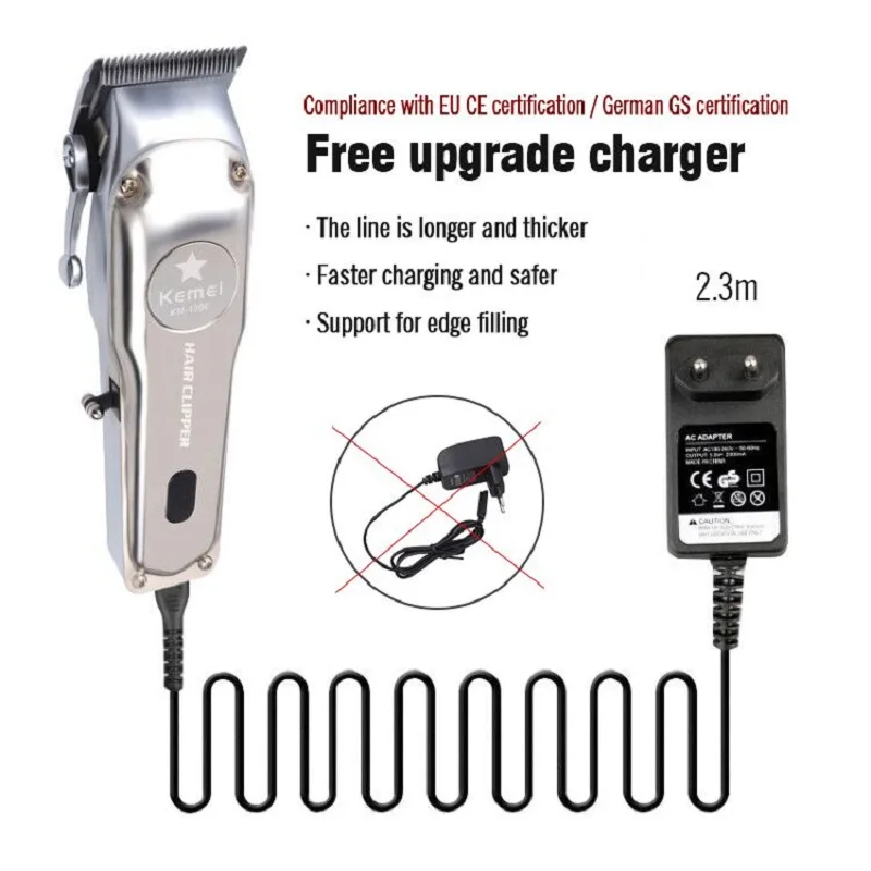 Kemei-1996 парикмахерской аккумуляторная машинка для стрижки волос Все металлическая электрическая машинка для стрижки волос мужские профессиональная машинка для стрижки бороды и усов; Машинка для стрижки