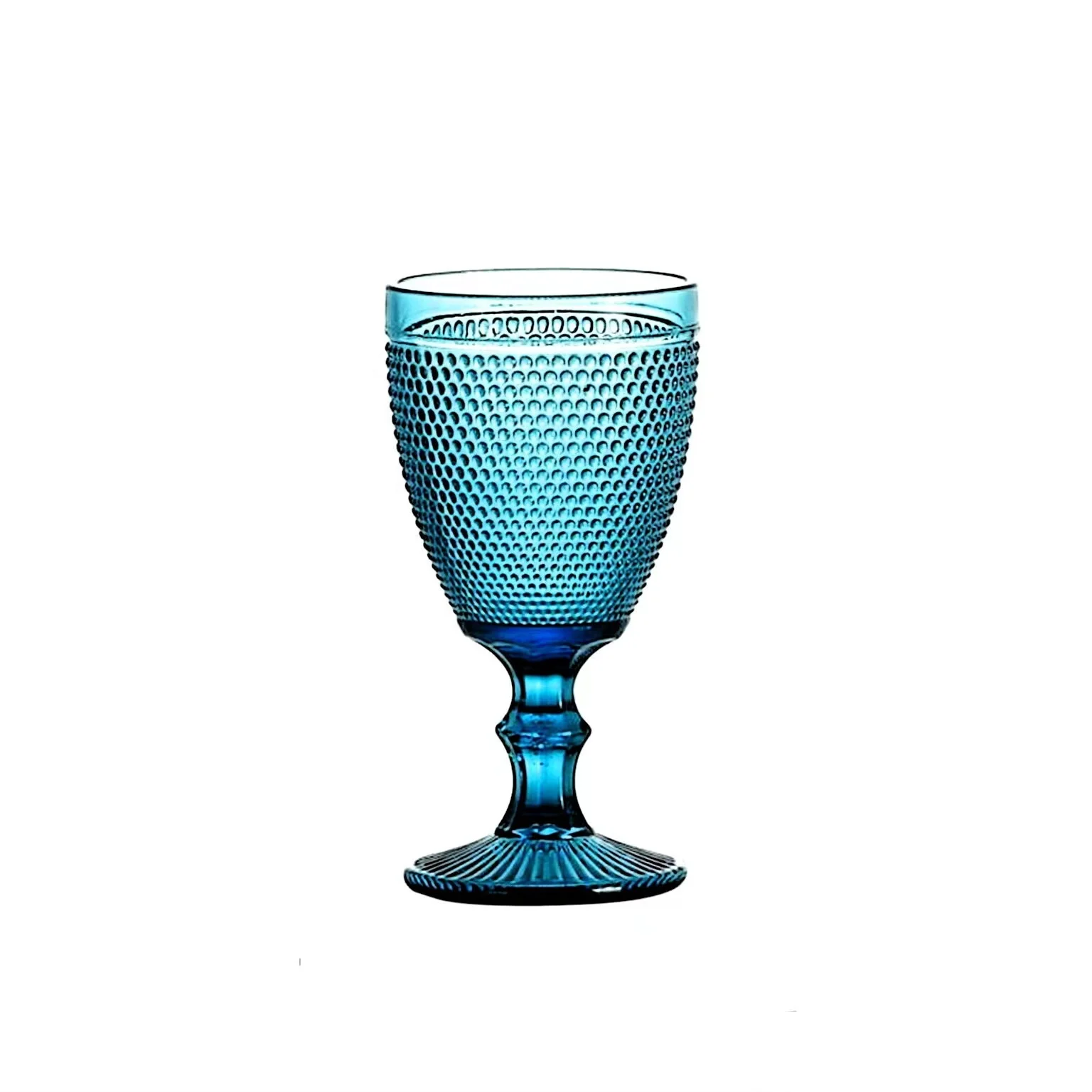 11oz Wholesale Vintage Embossed Wedding Glasses Blue Clear Green Lead-free Glass Champagne Thick Wine Glasses