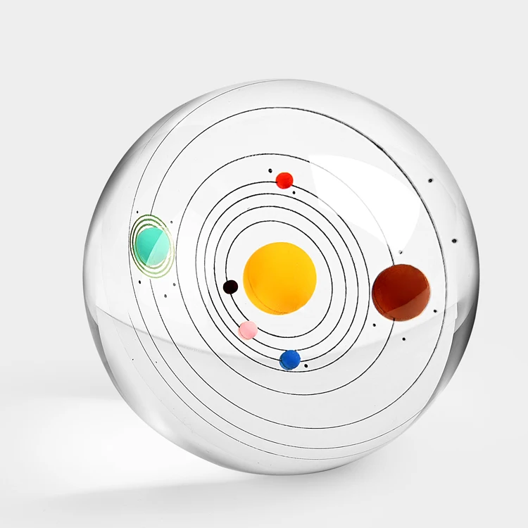 Shining Fashion Customized Galaxy 3D galactic colorful printing Ball system glass crystal hemisphere  table decoration