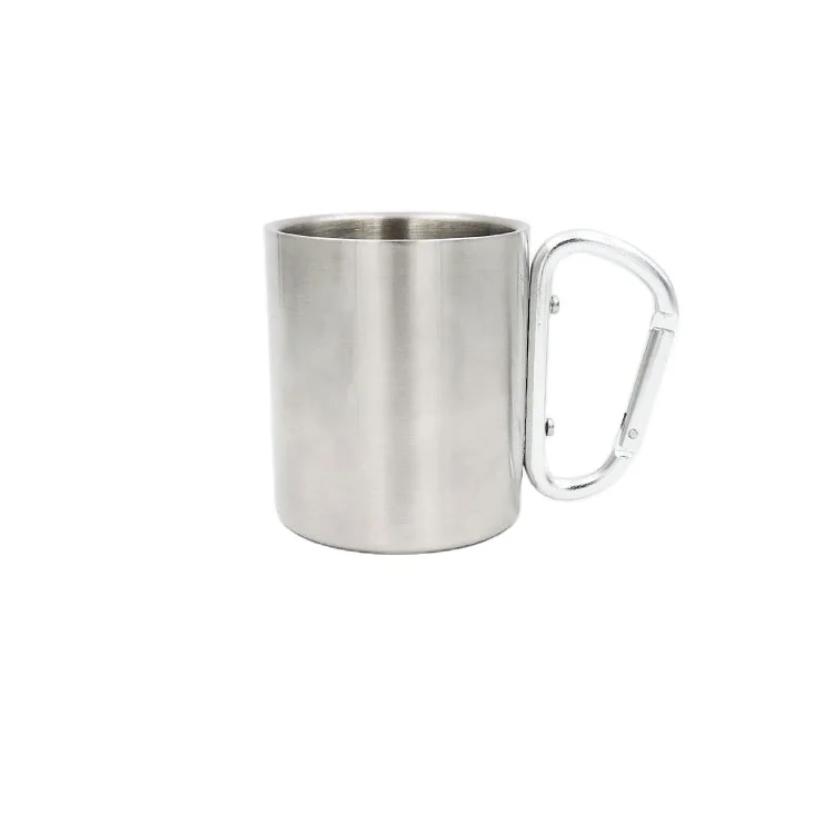 Hot Sale Sublimation Blank 300 Ml Stainless Steel Mug With Carabiner Handle Coffee Mugs Cup
