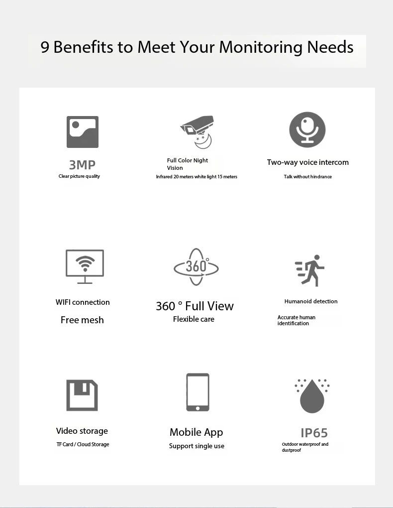 Tiandy Wireless Camera Battery Charging WIFI Network Plug-in Free Home Monitor Head Remote 64G/128G/256G Two-way voice intercom