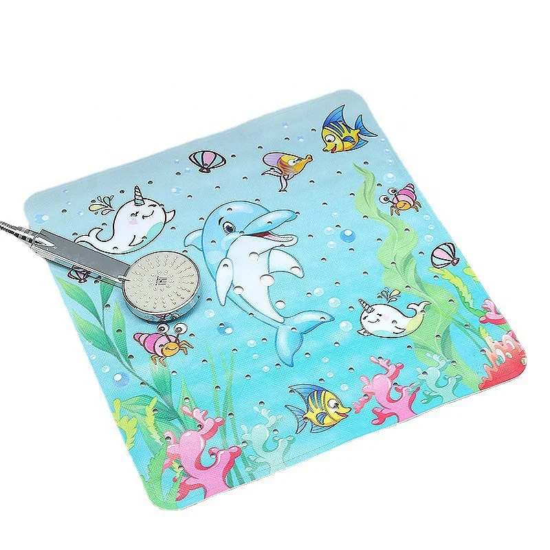 Best Selling safety PVC bubble shower bath mat non slip square suction bathtub 53x53 mat soft bathroom rugs for children