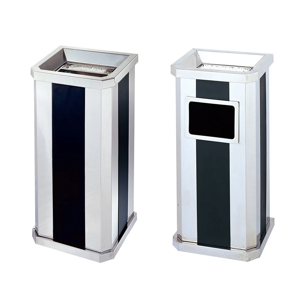 Square Ground Ash Barrel Customized Metal Lobby Trash Bin Drop Shipping Stainless Steel Garbage Bin for Meeting Room
