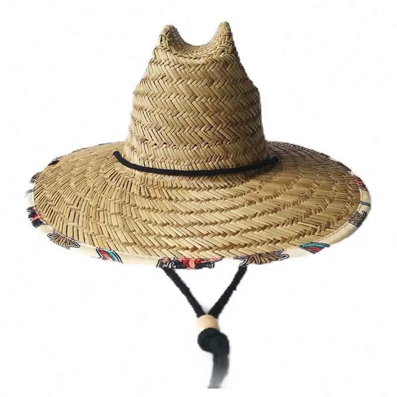 2022 Hot Summer Cheap America Sombrero Big Surf Lifeguard Men Women KidsLogo Beach Supplier Custom Panama Wholesale Straw Hat