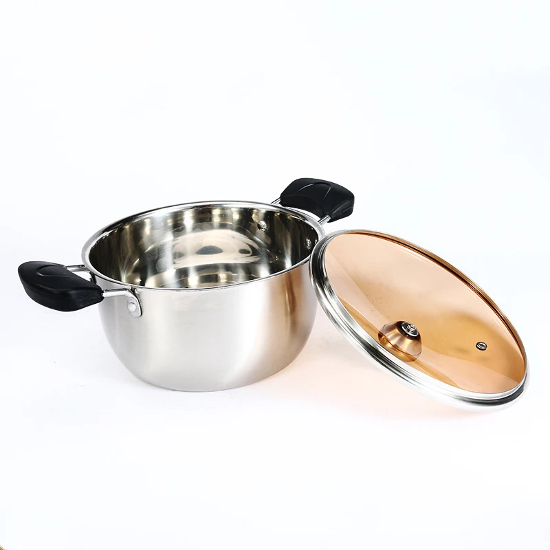 Kitchen die cast casserole cookware set stainless steel insulated hot pot with glass lid