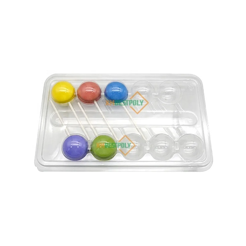 Wholesale 10 Cavity Cake Pop Plastic PET Blister Tray Lollipop Candy Clear Display Packaging Container Box