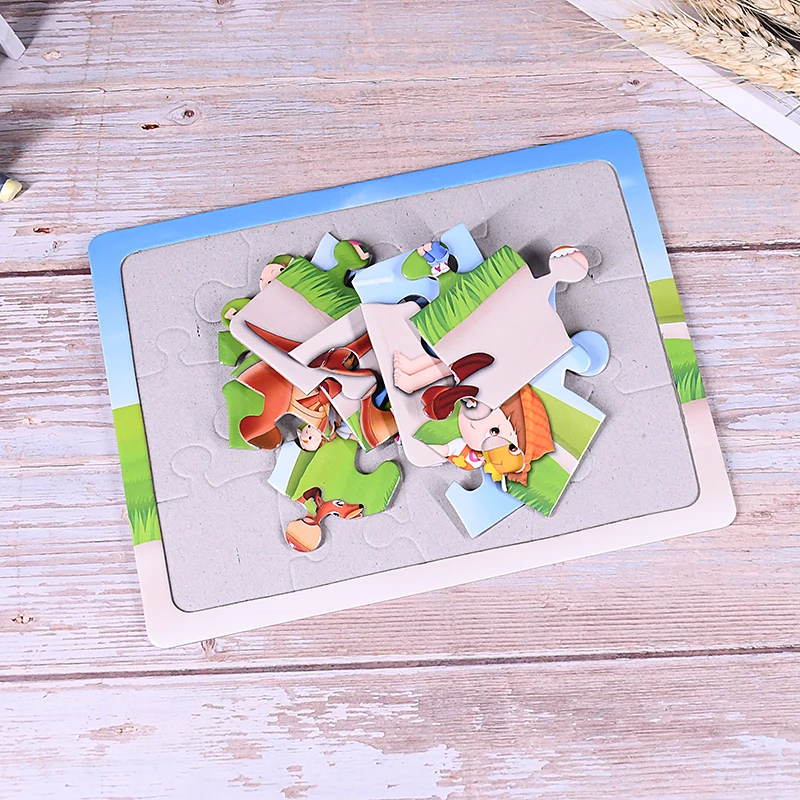 Kids Jigsaw cardboard  Lamination 15*15cm Factory Price Brain Teaser 48 Pieces 3d Maker Print  Sublimation Blank Puzzle