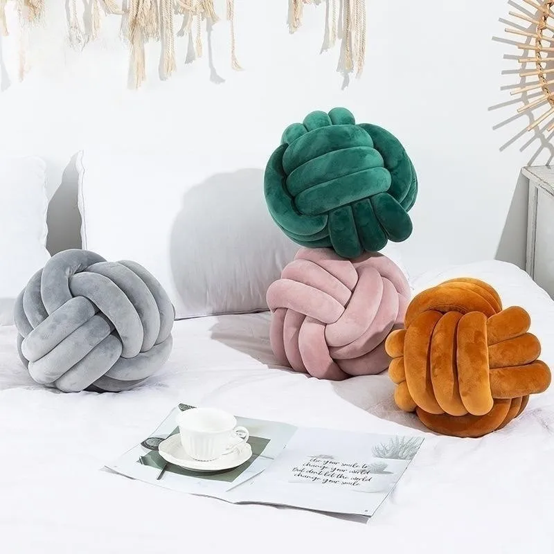 AMZ Hot Sale Soft Velour Plush Stuffed Figure Toy Knot Ball Circle Round Special Shape Functional Cushion Pillow