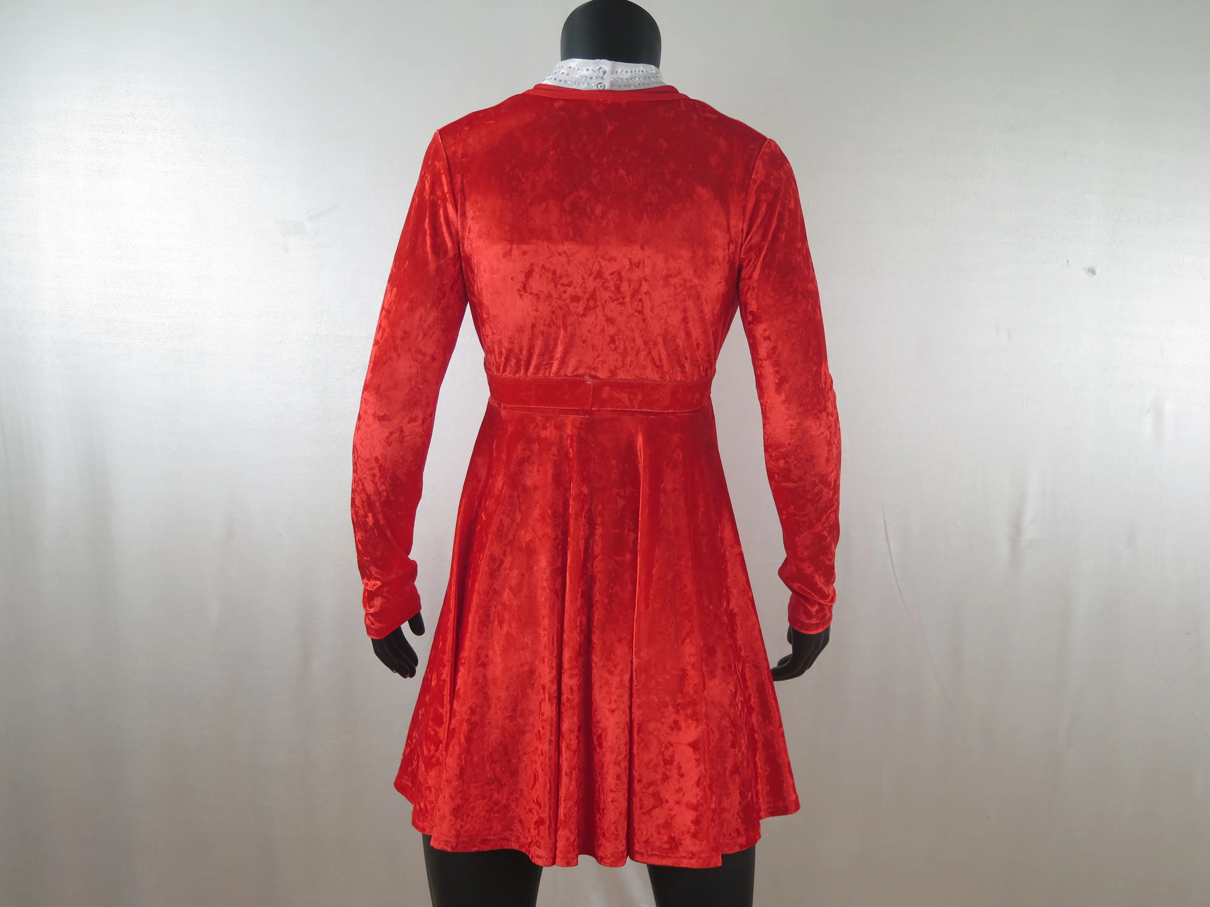 professional Latin dance training dress girls Christmas performance dress competition velvet red skirt sleeveless dress