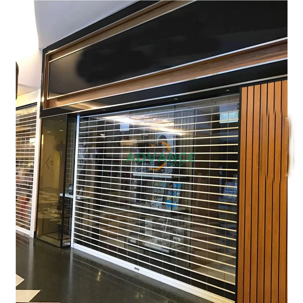 Clear Polycarbonate Grille Roll up Door for Commercial Building Crystal Plastic Roller Shutter Doors Aluminum Rolling Doors