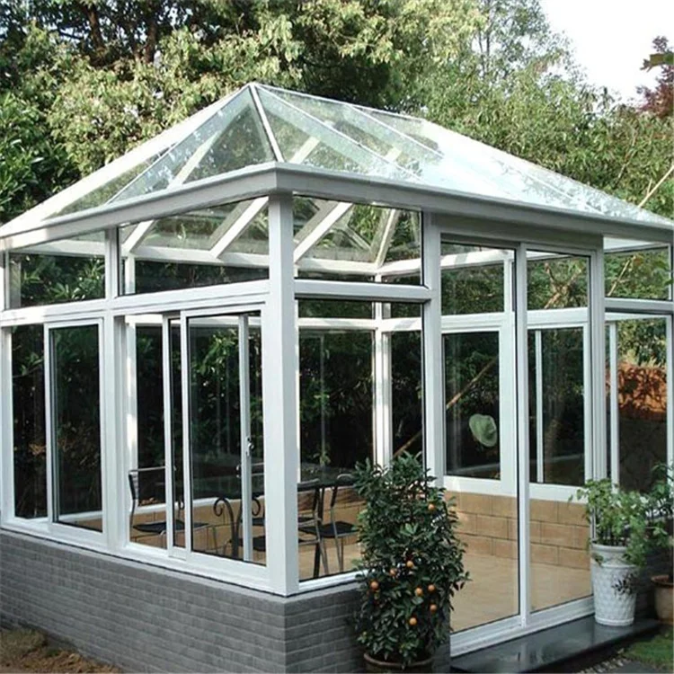 Gaoming prefabricated automatic glass conservatory glass house for Balcony and Veranda patio enclosures