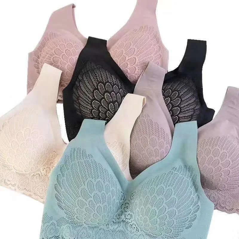 Нижнее белье, бесшовное нижнее белье, полный крыла кружева изображение пенолатексной отделиться от чашками сексуальный красоты назад без стального кольца цельнокроеное платье без рукавов костюм теплый спортивный костюм